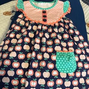 Charming Apple Print Kids Dress